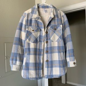 Member’s Mark Blue Plaid Sherpa Lined Shirt Jacket